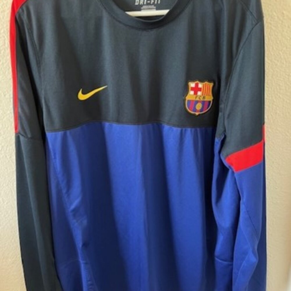 Nike Barcelona Soccer Jersey Blue Long Sleeve